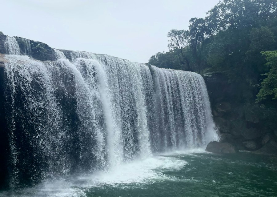 Green hills and waterfall in Meghalaya